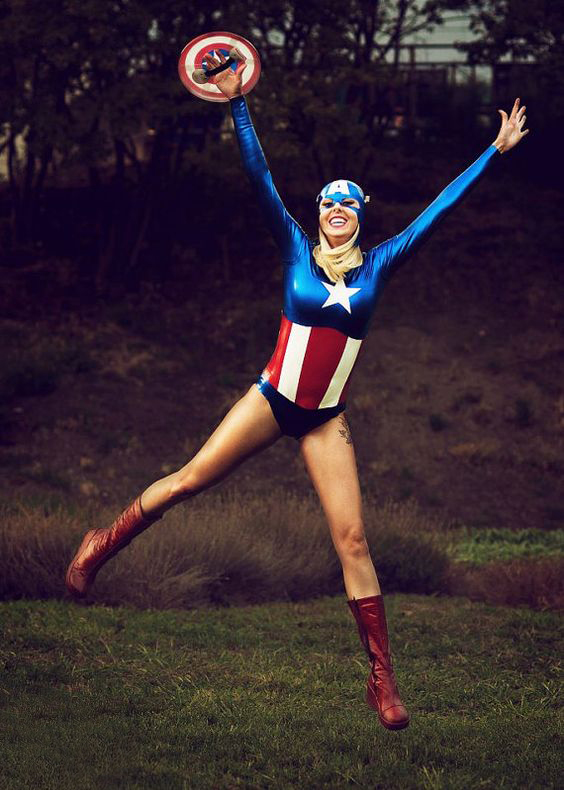 Captain America Cosplay Costume Leotard For Women